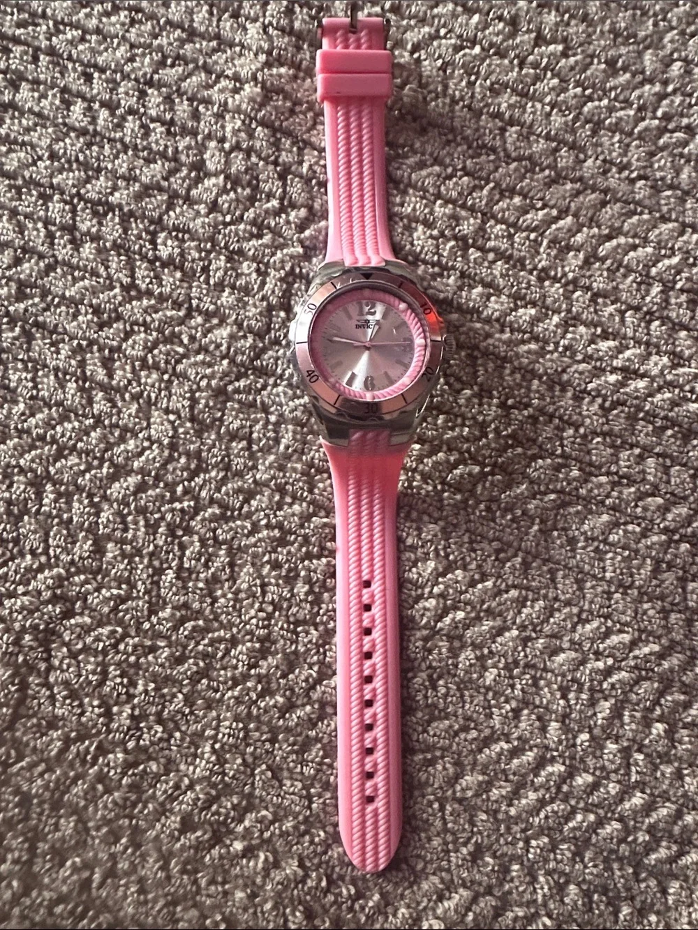 Invicta Pink Silicone Strap Women's Watch with Silver-Tone Bezel